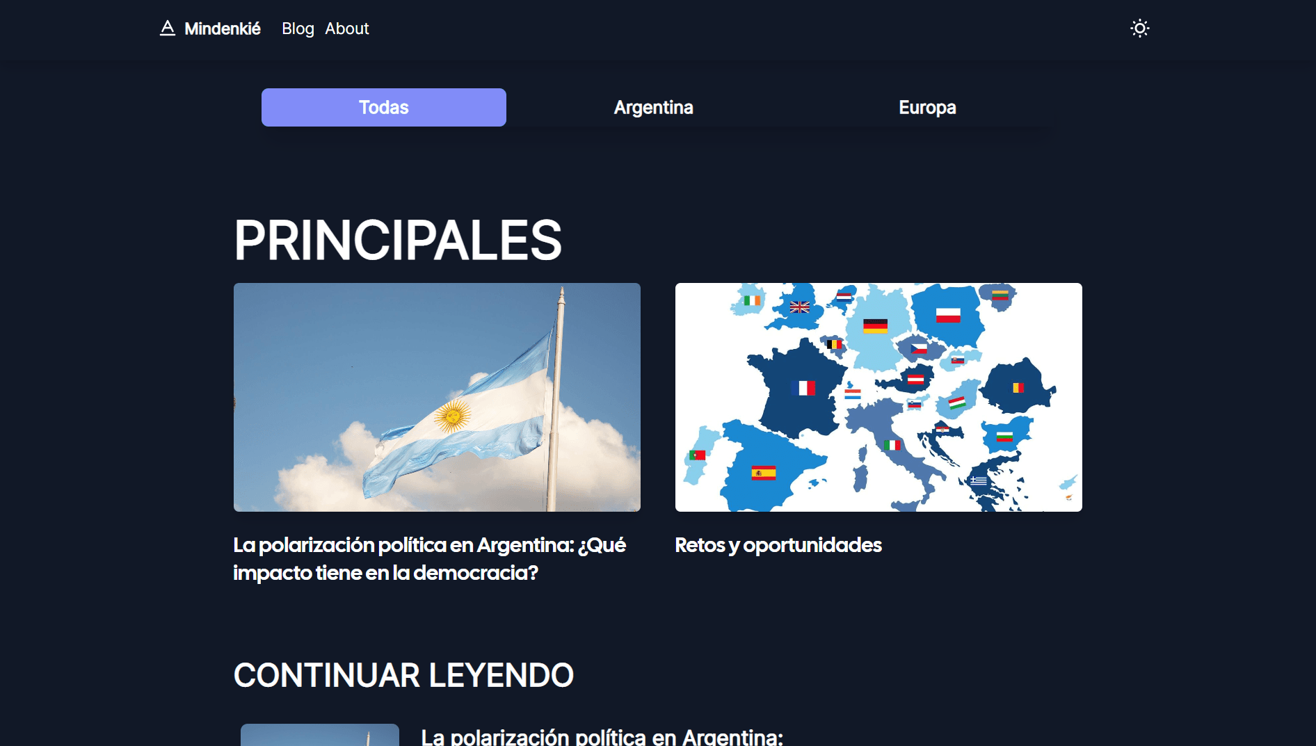 screenshot from Mindenkié web